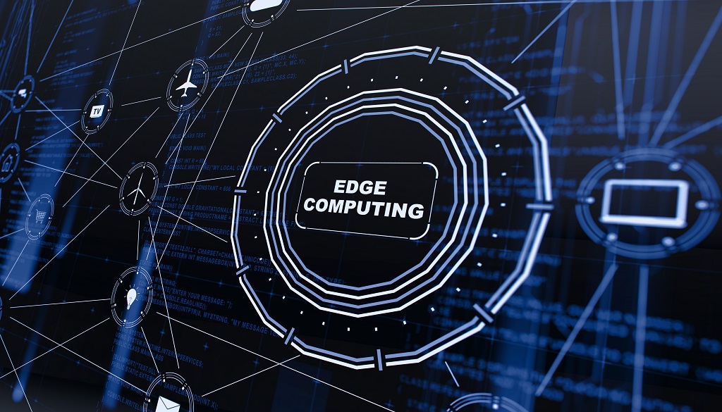 Edge computing framed in a circle