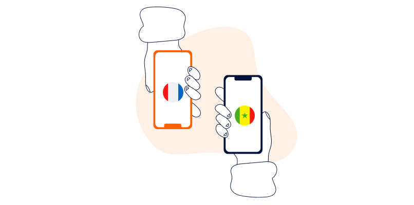 two phones sending money senegal france