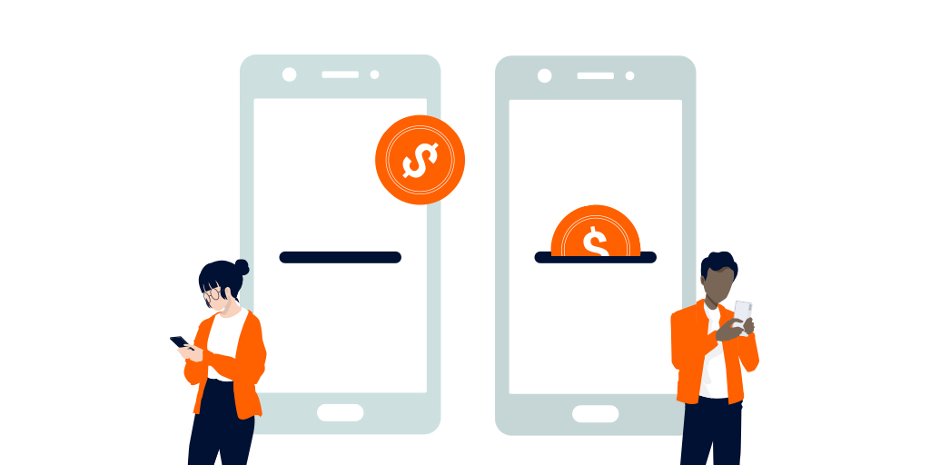 real time payments illustration between two people ria money transfer